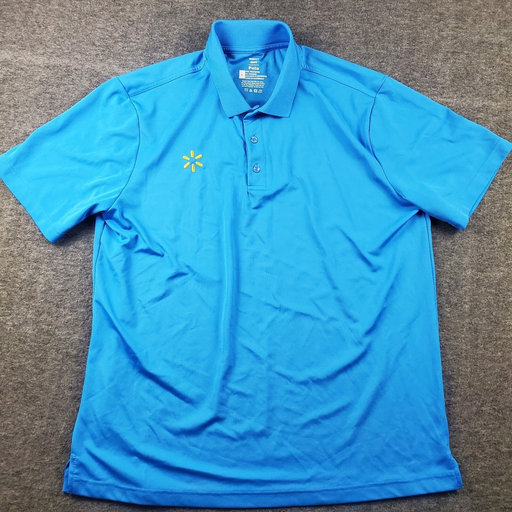 Walmart Employee Shirt Mens Large Blue Polo Short Sleeve Embroidered Work